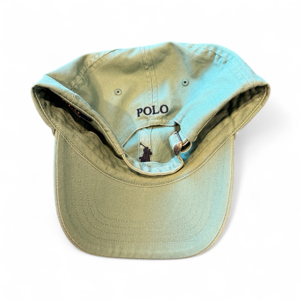 Polo Ralph Lauren Baseball Cap Adjustable Strap Back Green w/ Navy Pony Logo - Picture 4 of 7